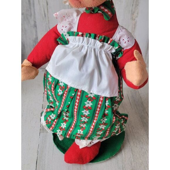 Vintage 16" Annalee Mrs clause green apron Xmas figure mistletoe - Picture 3 of 14